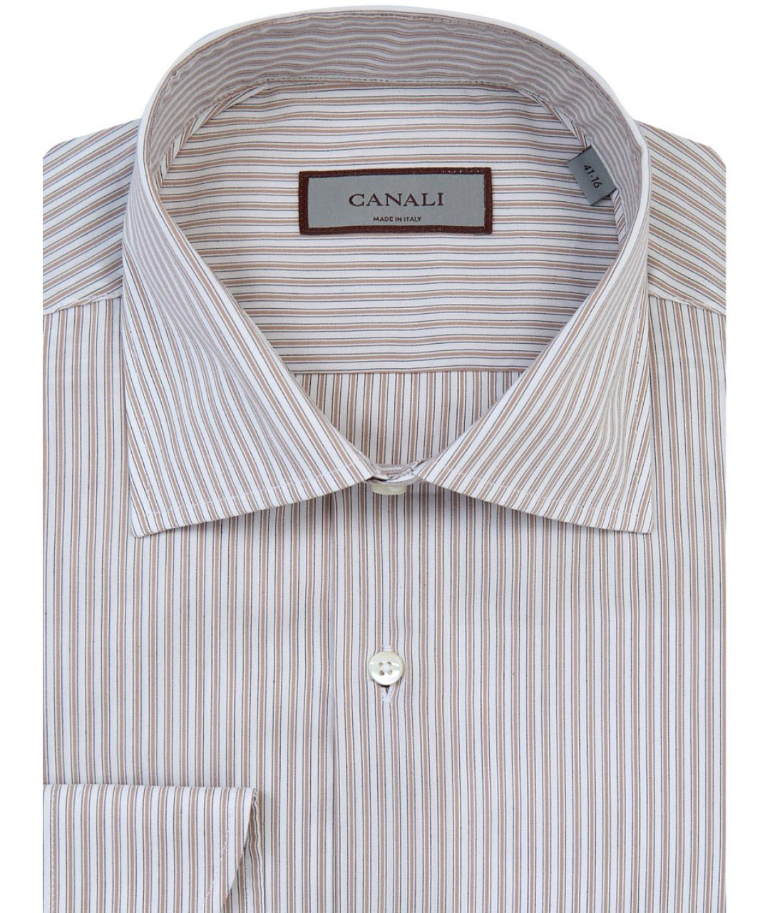 CANALI Бежевая хлопковая кэжуал рубашка, фото 2