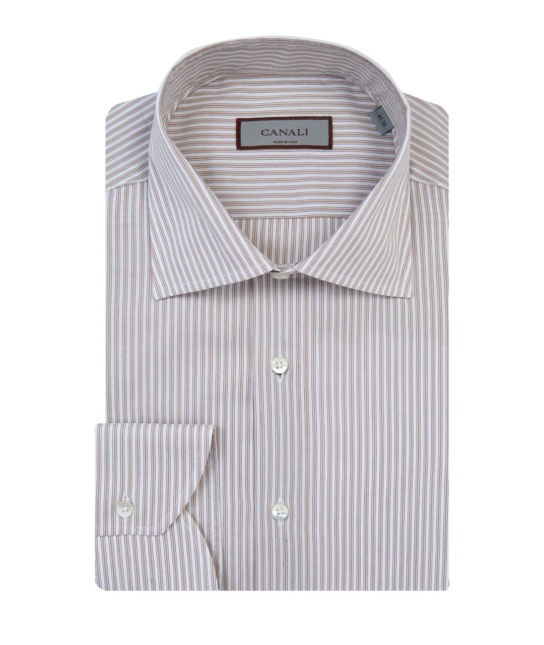CANALI Бежевая хлопковая кэжуал рубашка, фото 1