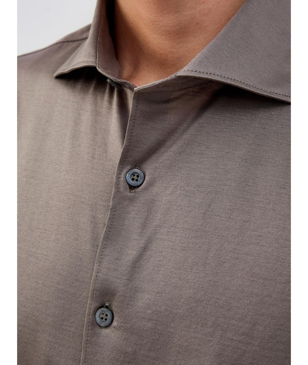 CANALI Коричневая хлопковая кэжуал рубашка, фото 3