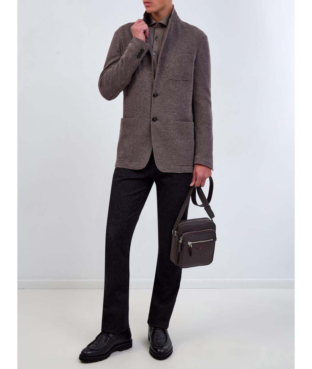 CANALI Коричневая хлопковая кэжуал рубашка, фото 2