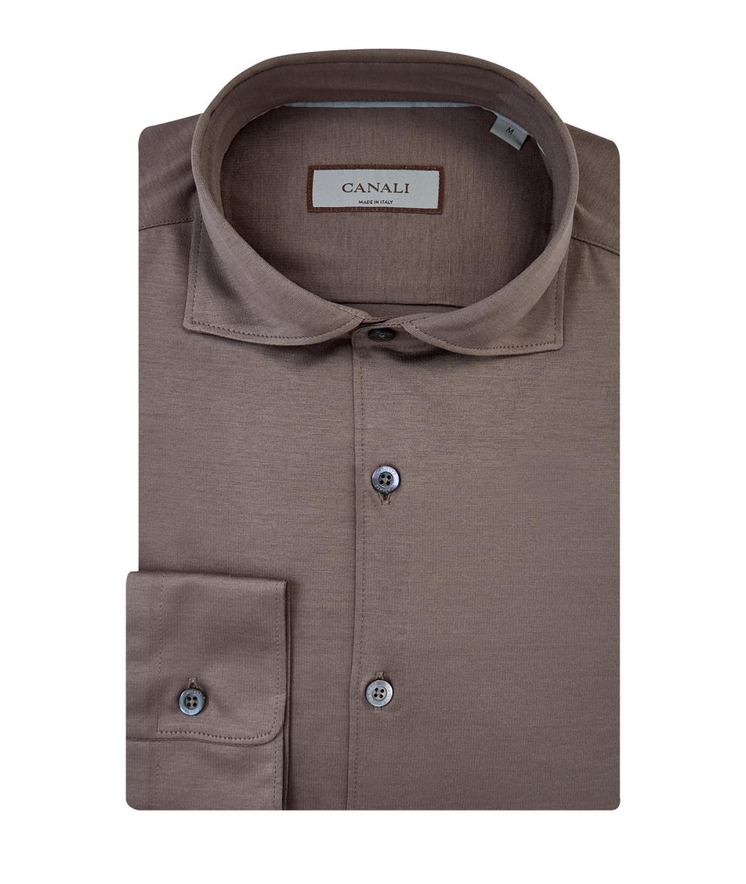 CANALI Коричневая хлопковая кэжуал рубашка, фото 1
