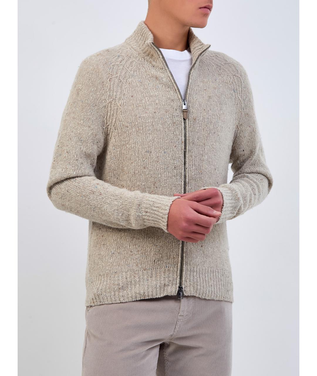 CANALI Бежевый шерстяной кардиган, фото 3