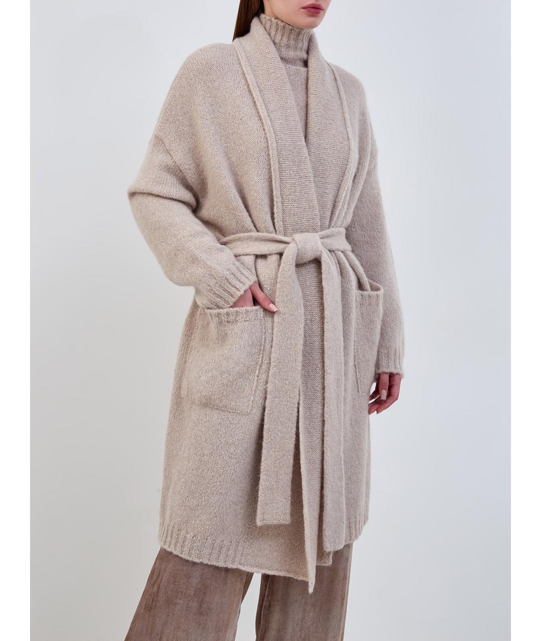GENTRY PORTOFINO Бежевый шерстяной кардиган, фото 3