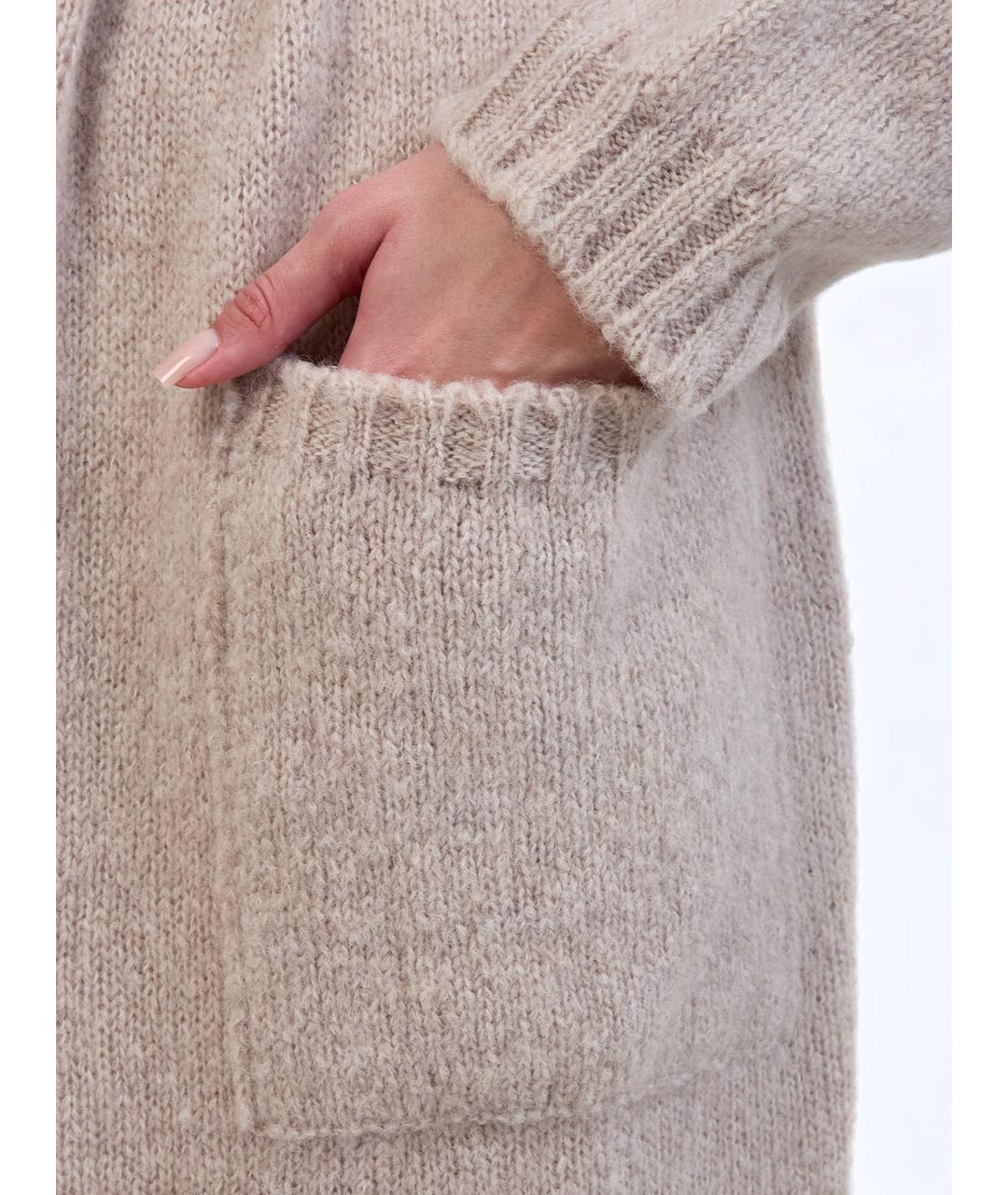 GENTRY PORTOFINO Бежевый шерстяной кардиган, фото 5