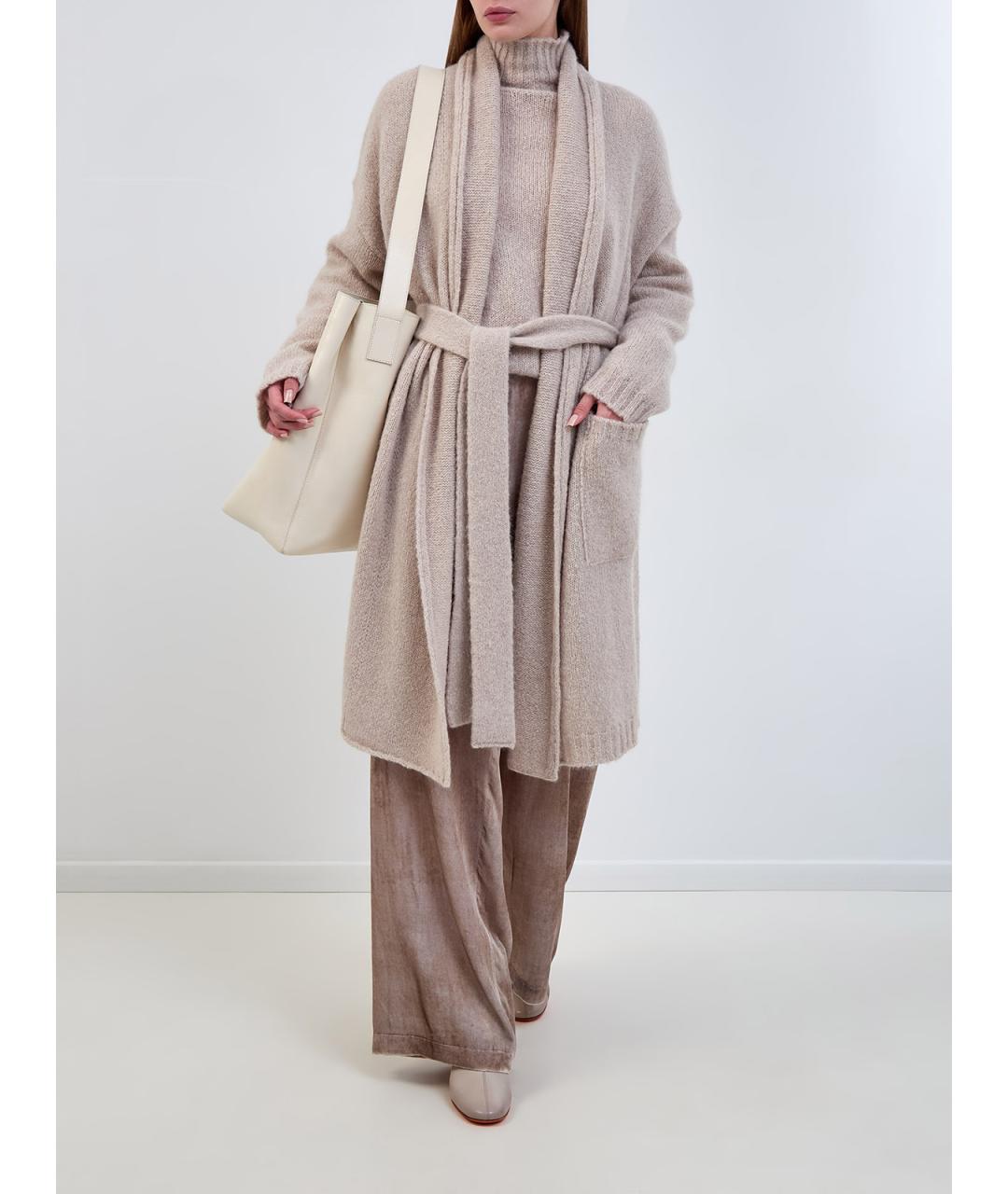 GENTRY PORTOFINO Бежевый шерстяной кардиган, фото 2