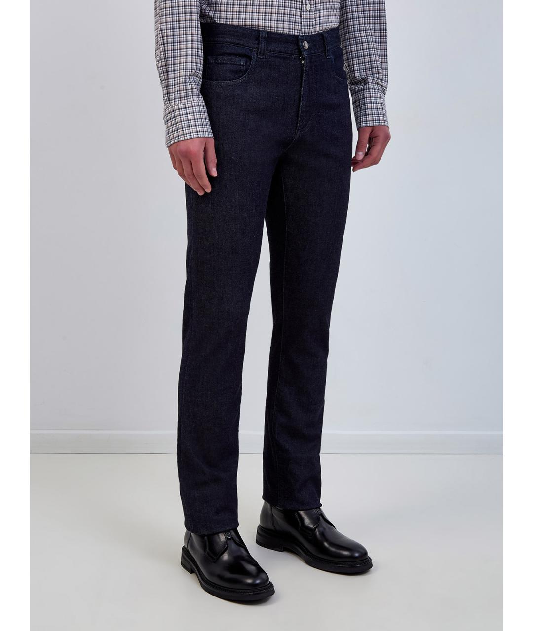 CANALI Синие хлопковые прямые джинсы, фото 3