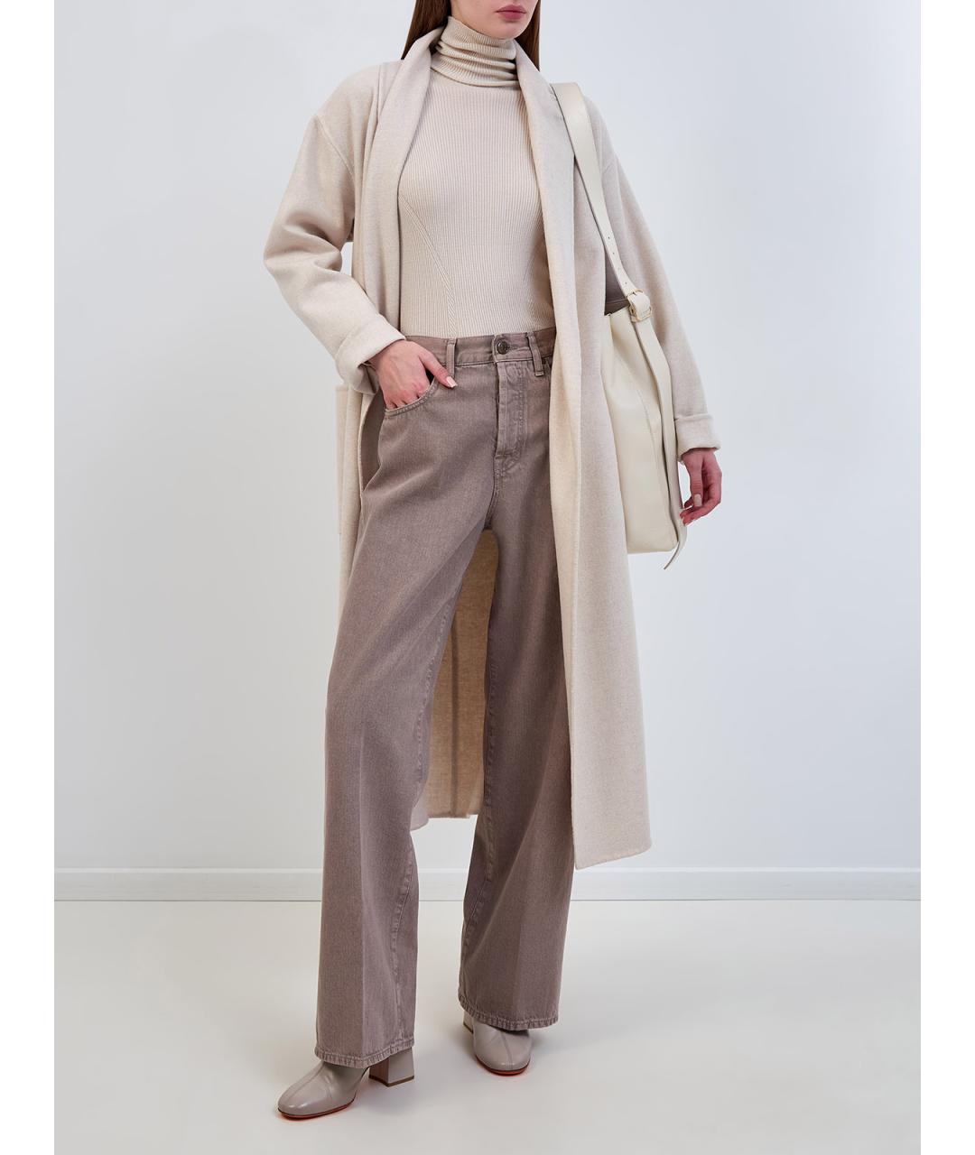 GENTRY PORTOFINO Бежевая шерстяная водолазка, фото 2