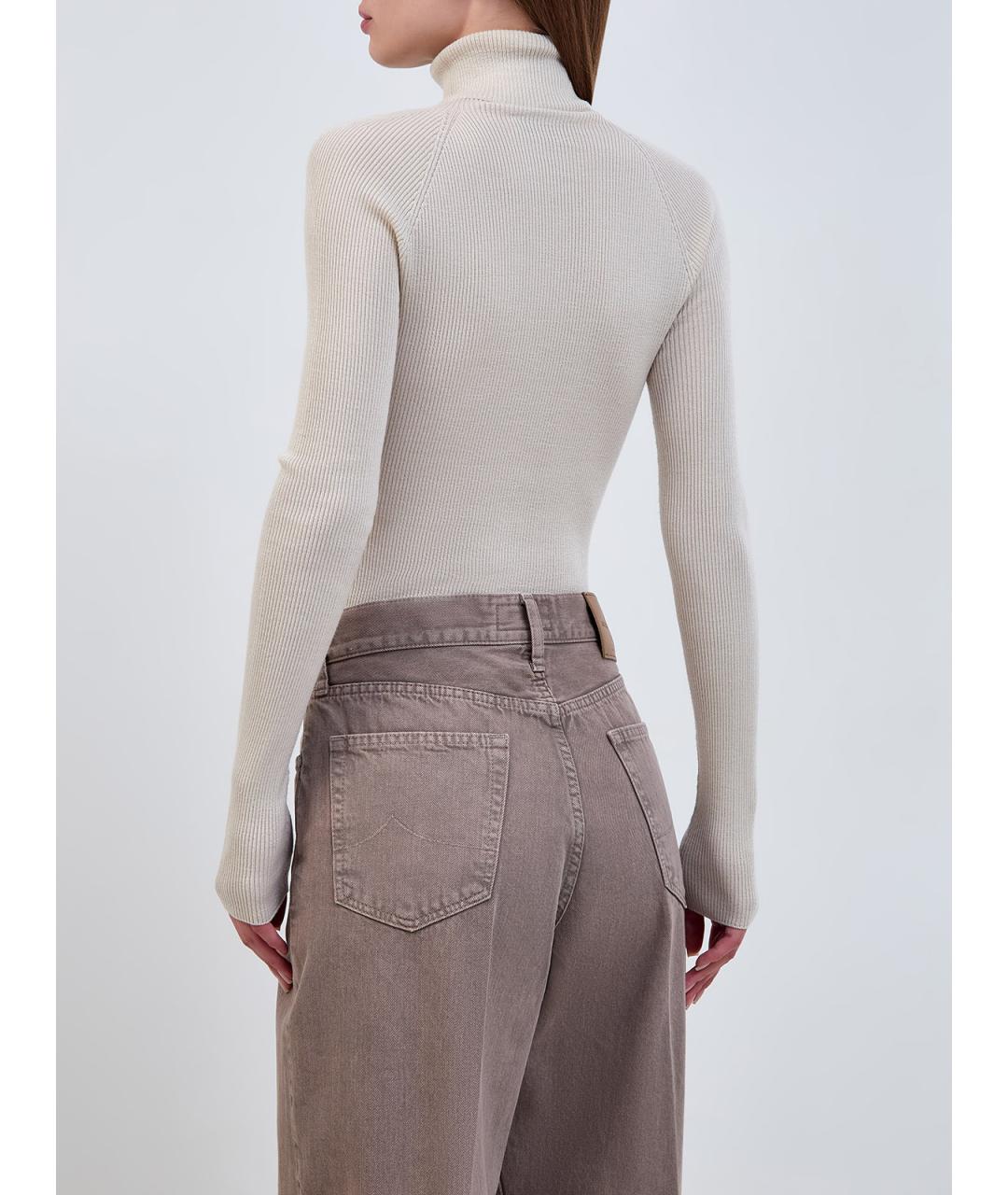 GENTRY PORTOFINO Бежевая шерстяная водолазка, фото 4