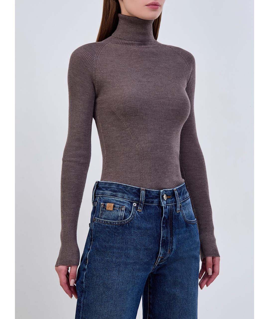 GENTRY PORTOFINO Коричневая шерстяная водолазка, фото 3