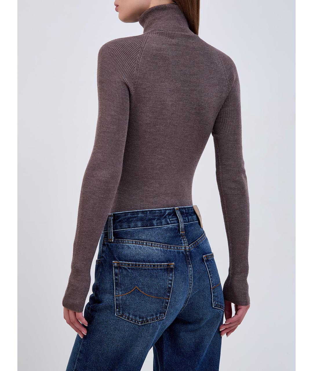 GENTRY PORTOFINO Коричневая шерстяная водолазка, фото 4
