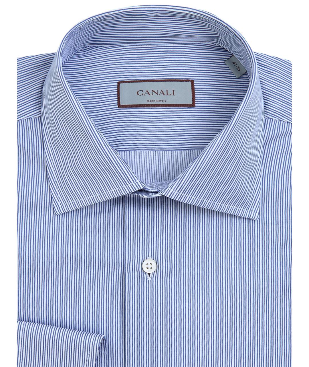 CANALI Синяя хлопковая кэжуал рубашка, фото 2