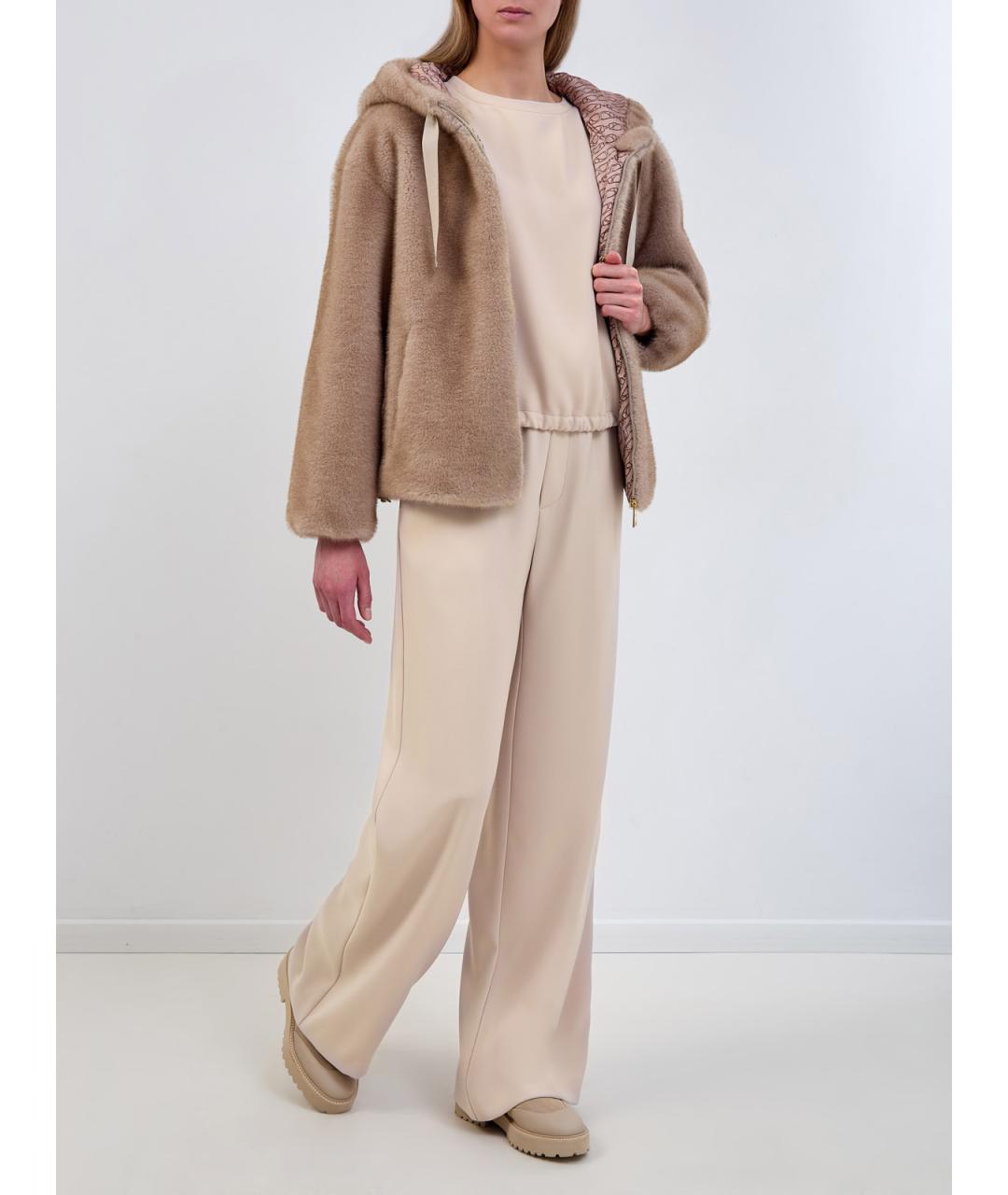 HERNO Бежевые полиэстеровые прямые брюки, фото 2