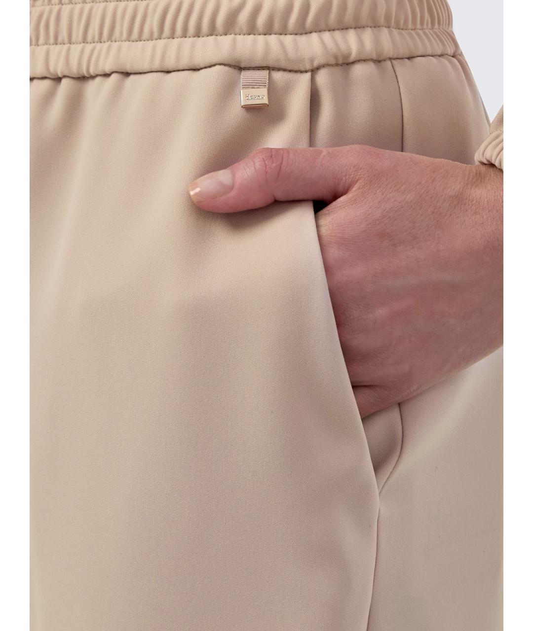 HERNO Бежевые полиэстеровые прямые брюки, фото 5
