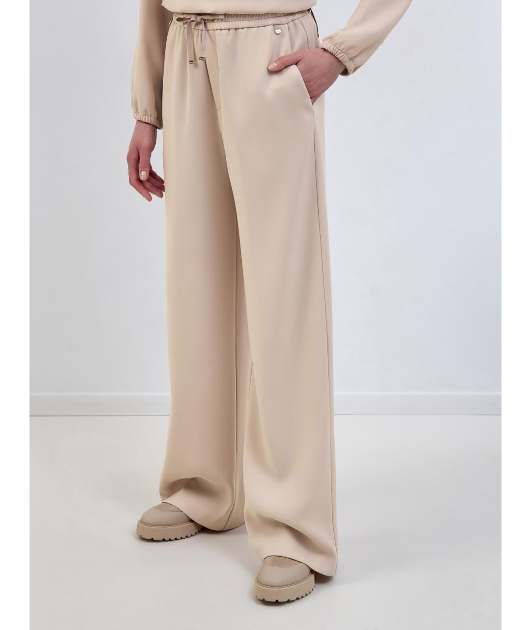 HERNO Бежевые полиэстеровые прямые брюки, фото 3