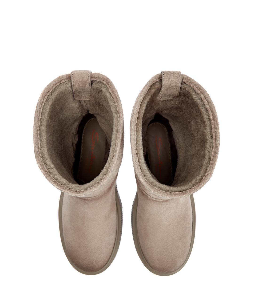 SANTONI Бежевые замшевые полусапоги, фото 5