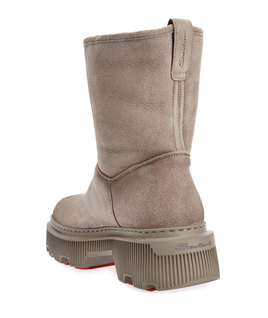 SANTONI Бежевые замшевые полусапоги, фото 4