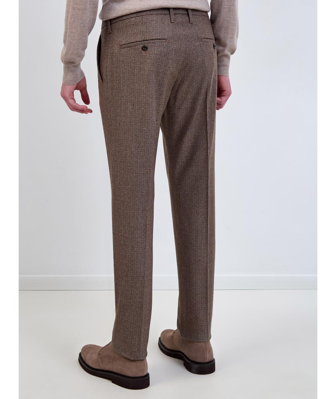 JACOB COHEN Коричневые шерстяные повседневные брюки, фото 4