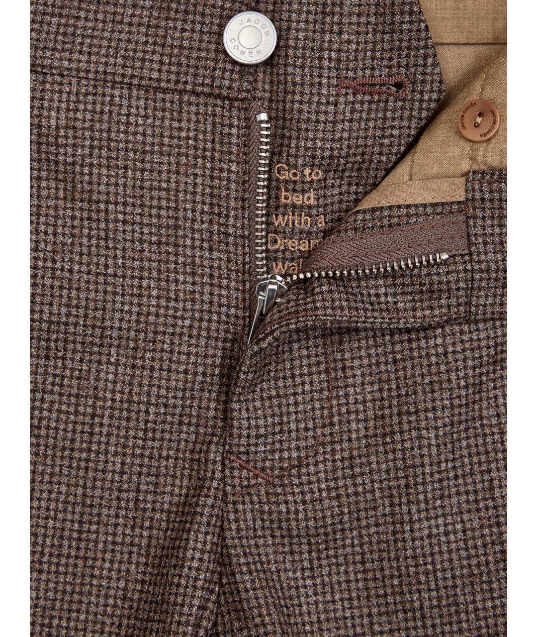 JACOB COHEN Коричневые шерстяные повседневные брюки, фото 6