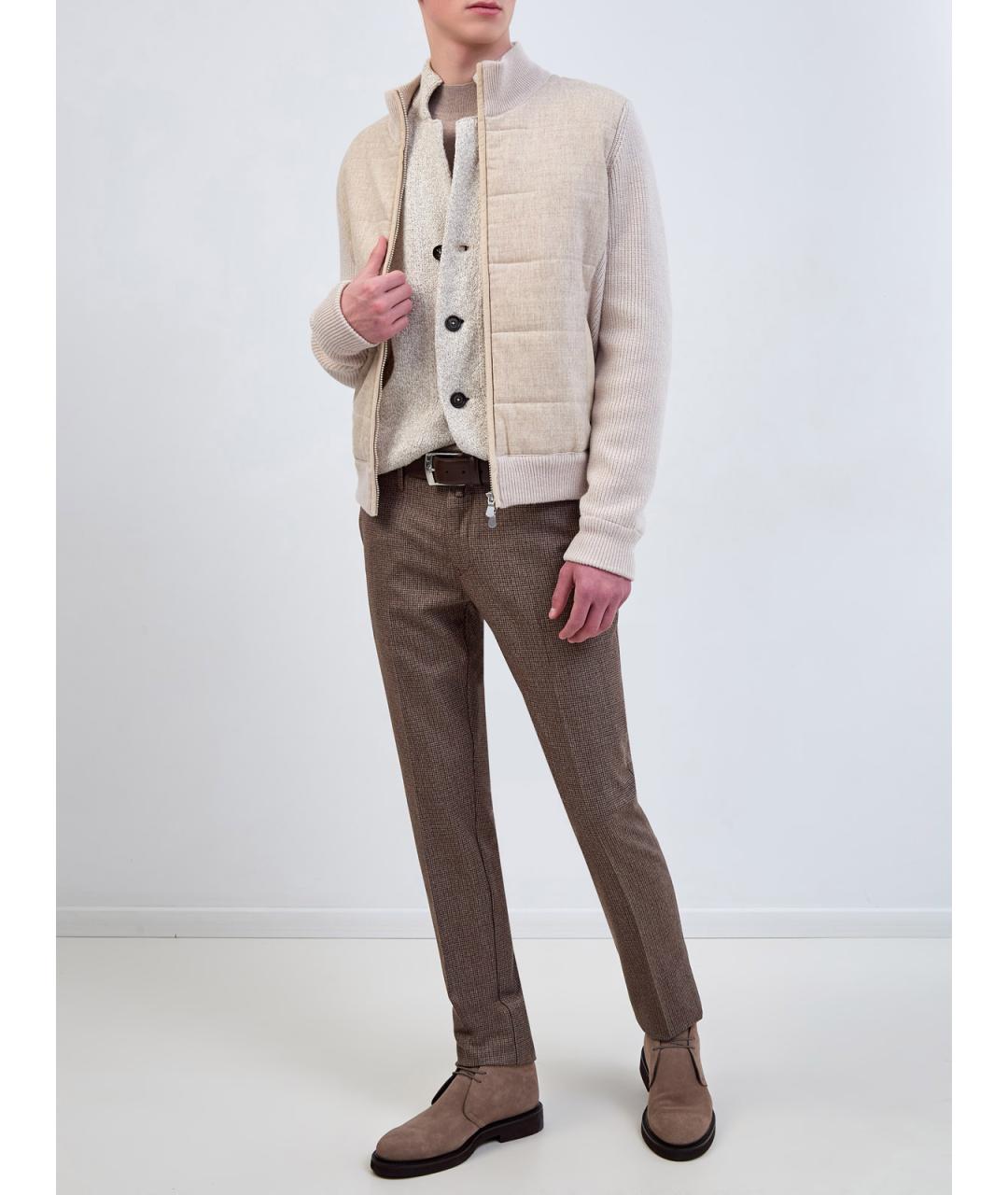 JACOB COHEN Коричневые шерстяные повседневные брюки, фото 2