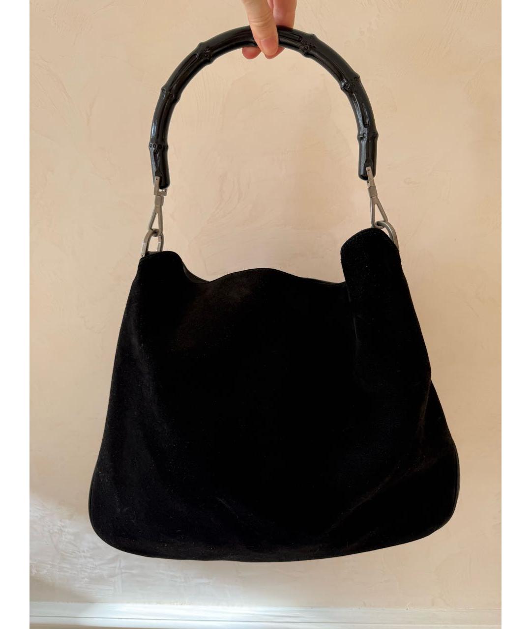 GUCCI Черная замшевая сумка с короткими ручками, фото 9