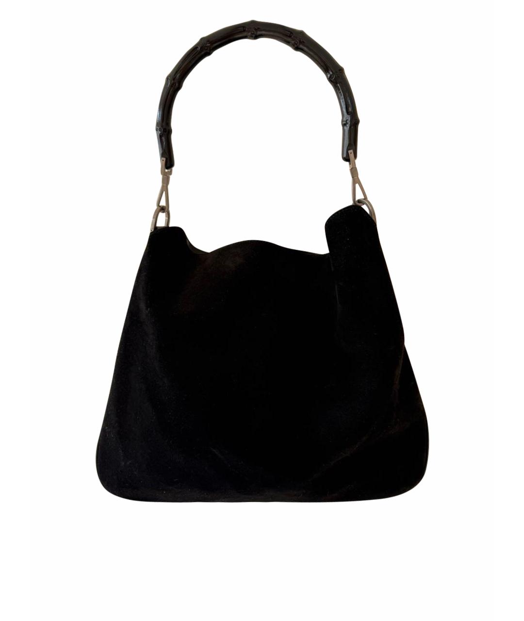 GUCCI Черная замшевая сумка с короткими ручками, фото 1