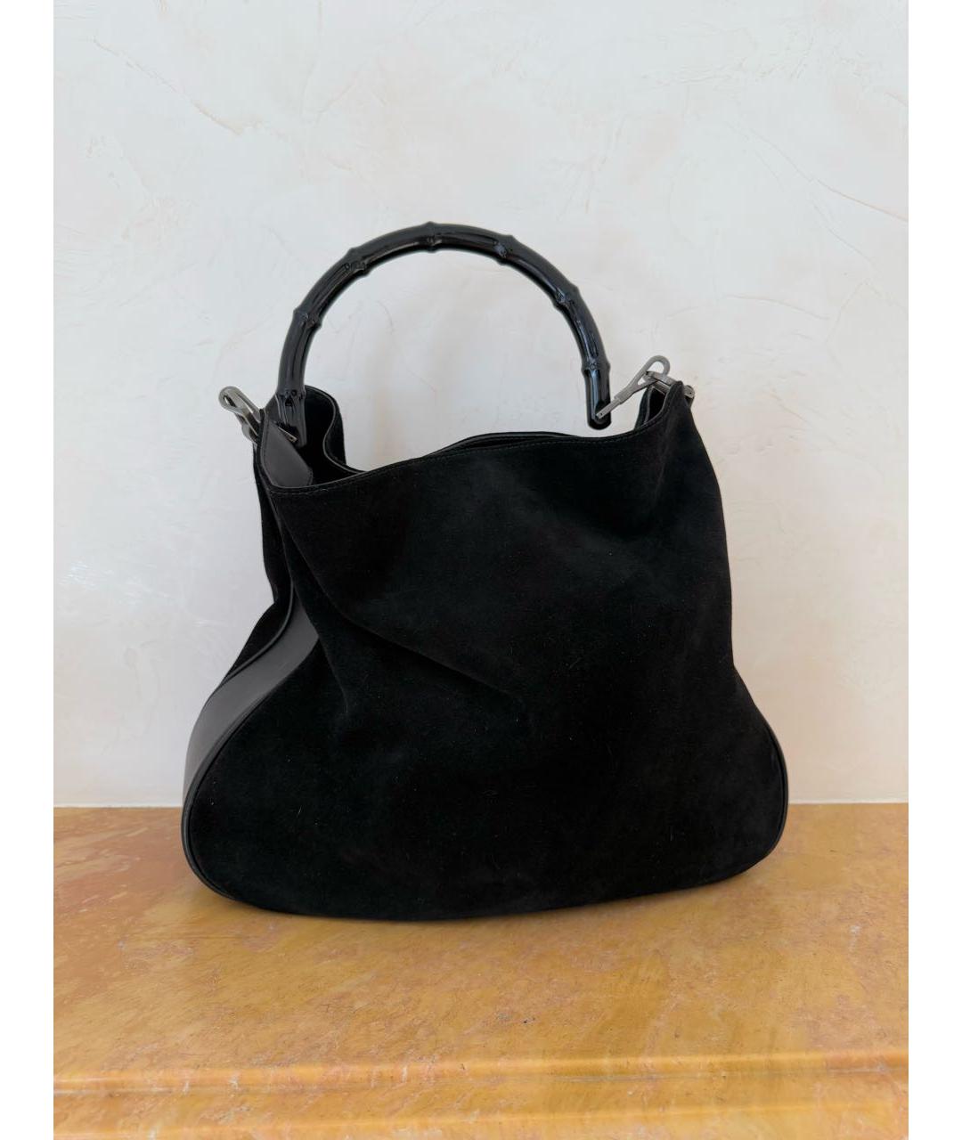 GUCCI Черная замшевая сумка с короткими ручками, фото 6