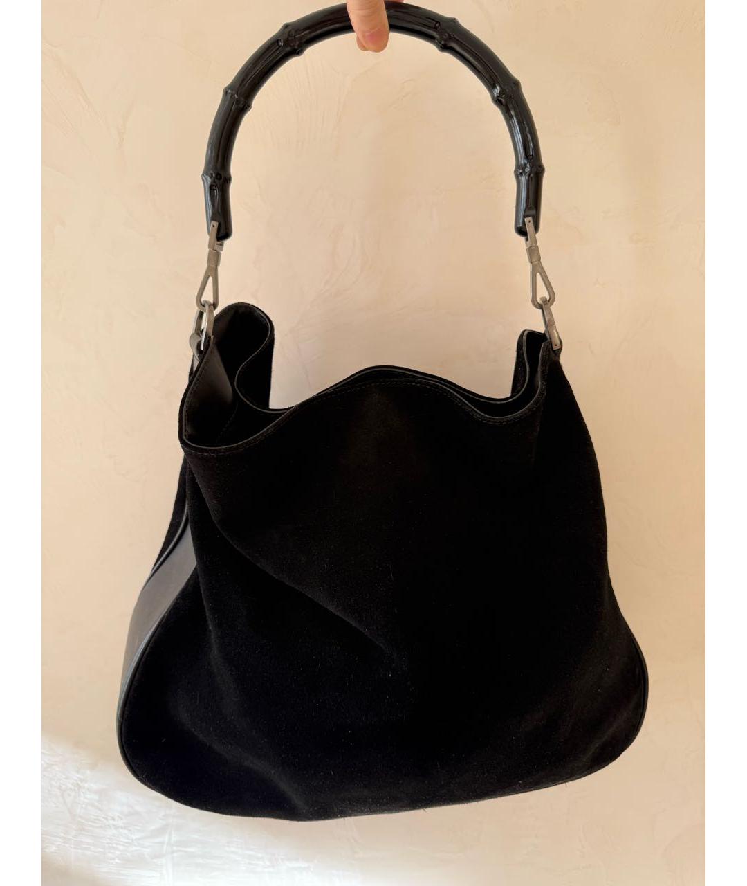 GUCCI Черная замшевая сумка с короткими ручками, фото 3