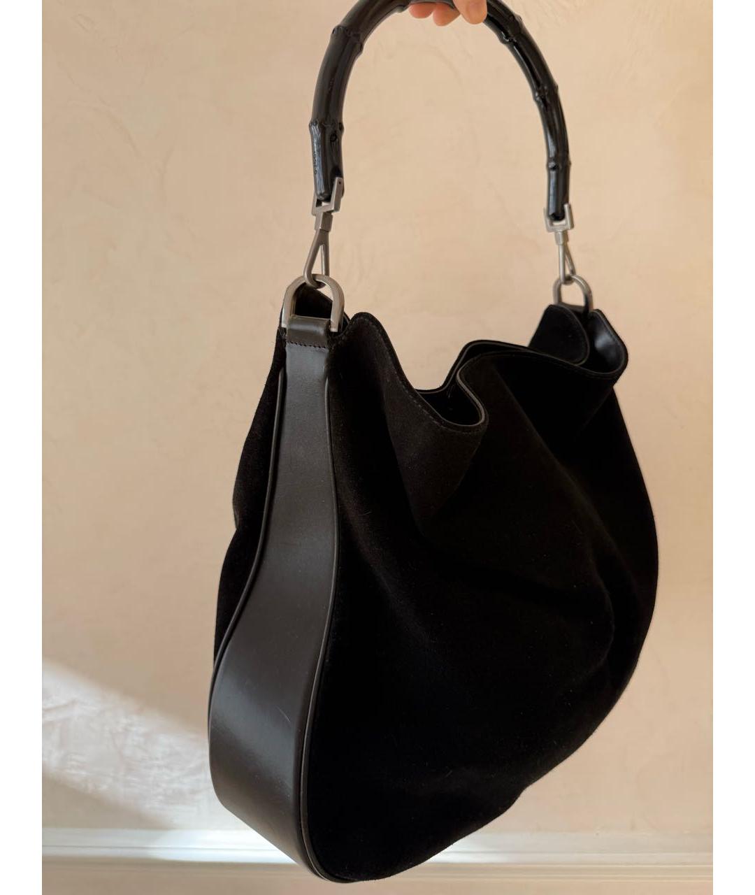 GUCCI Черная замшевая сумка с короткими ручками, фото 2