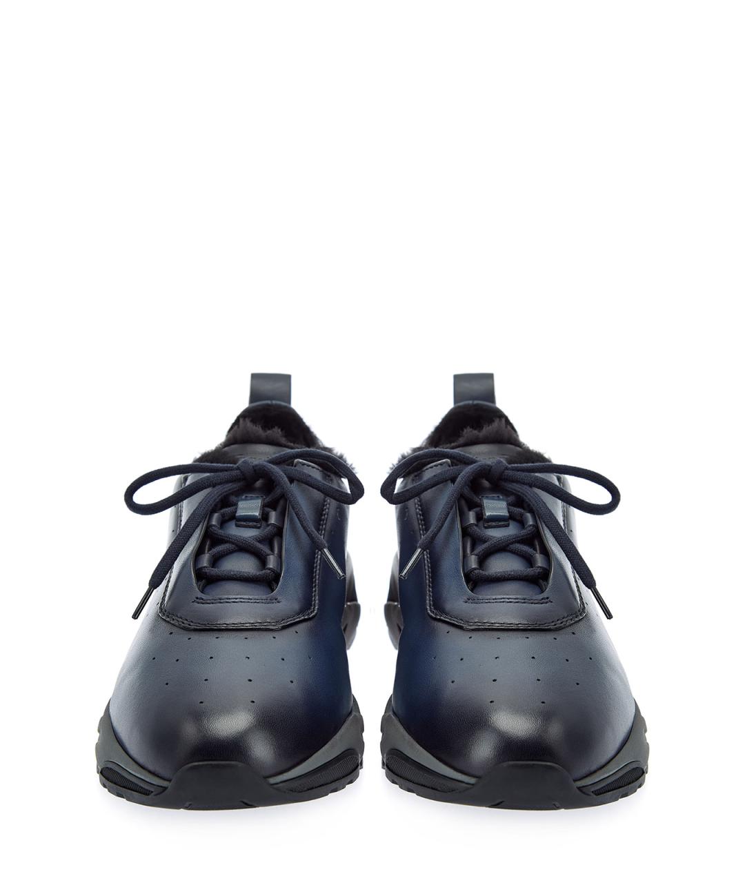 SANTONI Синие кожаные низкие кроссовки / кеды, фото 6