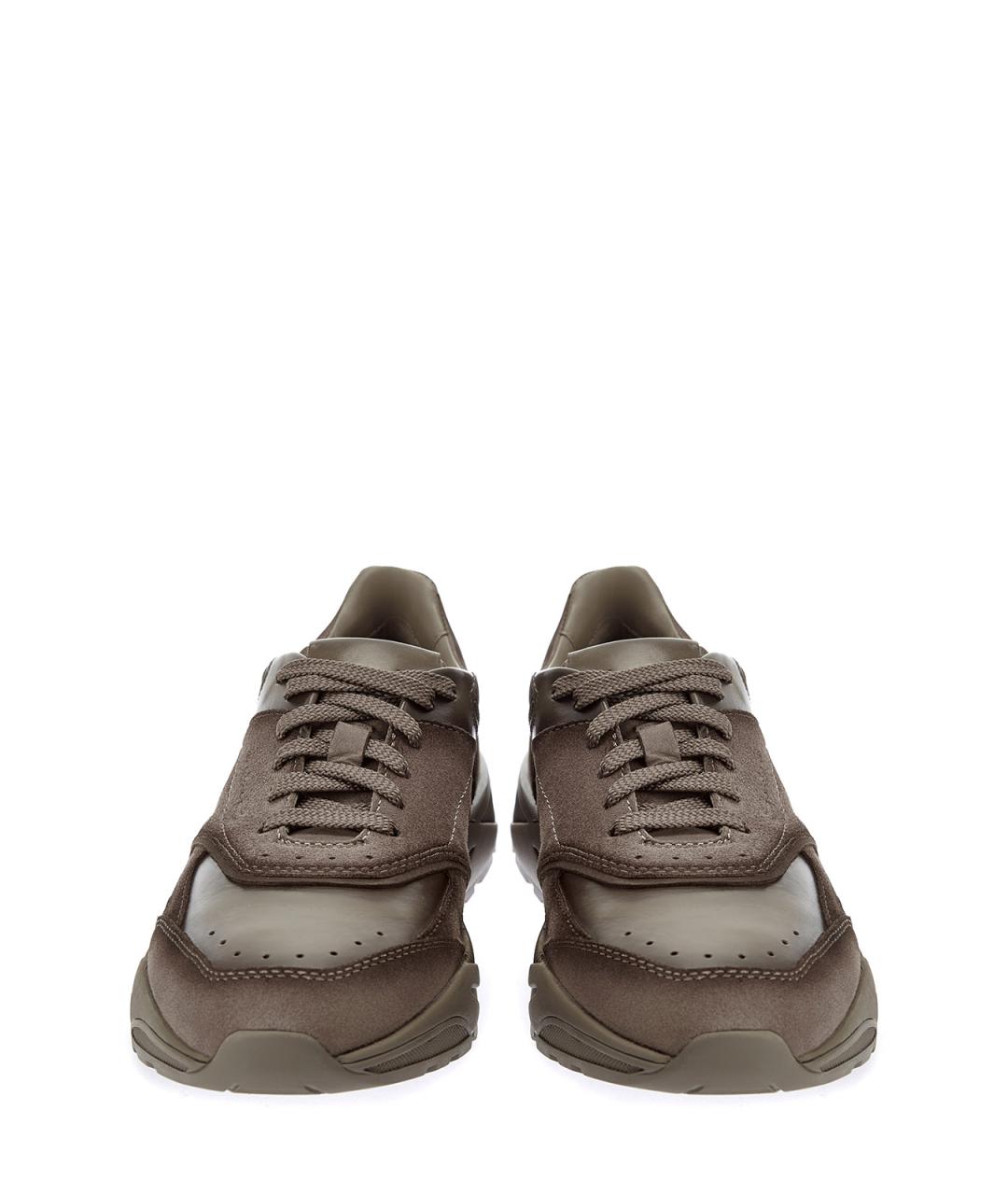 SANTONI Коричневые замшевые низкие кроссовки / кеды, фото 6