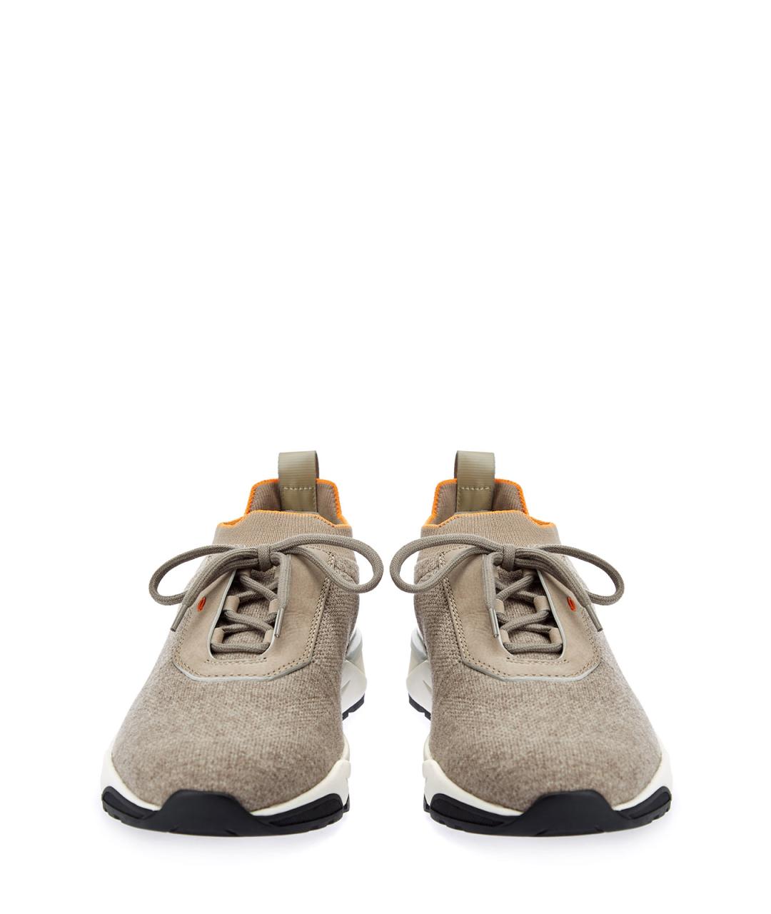 SANTONI Бежевые текстильные низкие кроссовки / кеды, фото 6