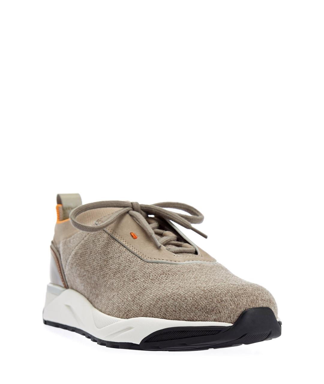 SANTONI Бежевые текстильные низкие кроссовки / кеды, фото 3