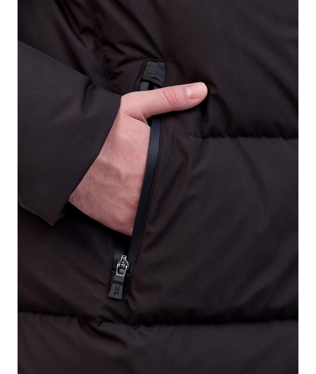 HERNO Черный полиэстеровый пуховик, фото 6