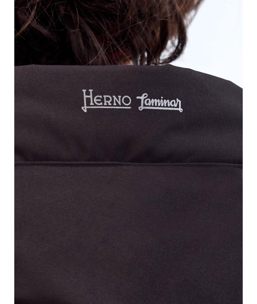 HERNO Черный полиэстеровый пуховик, фото 5