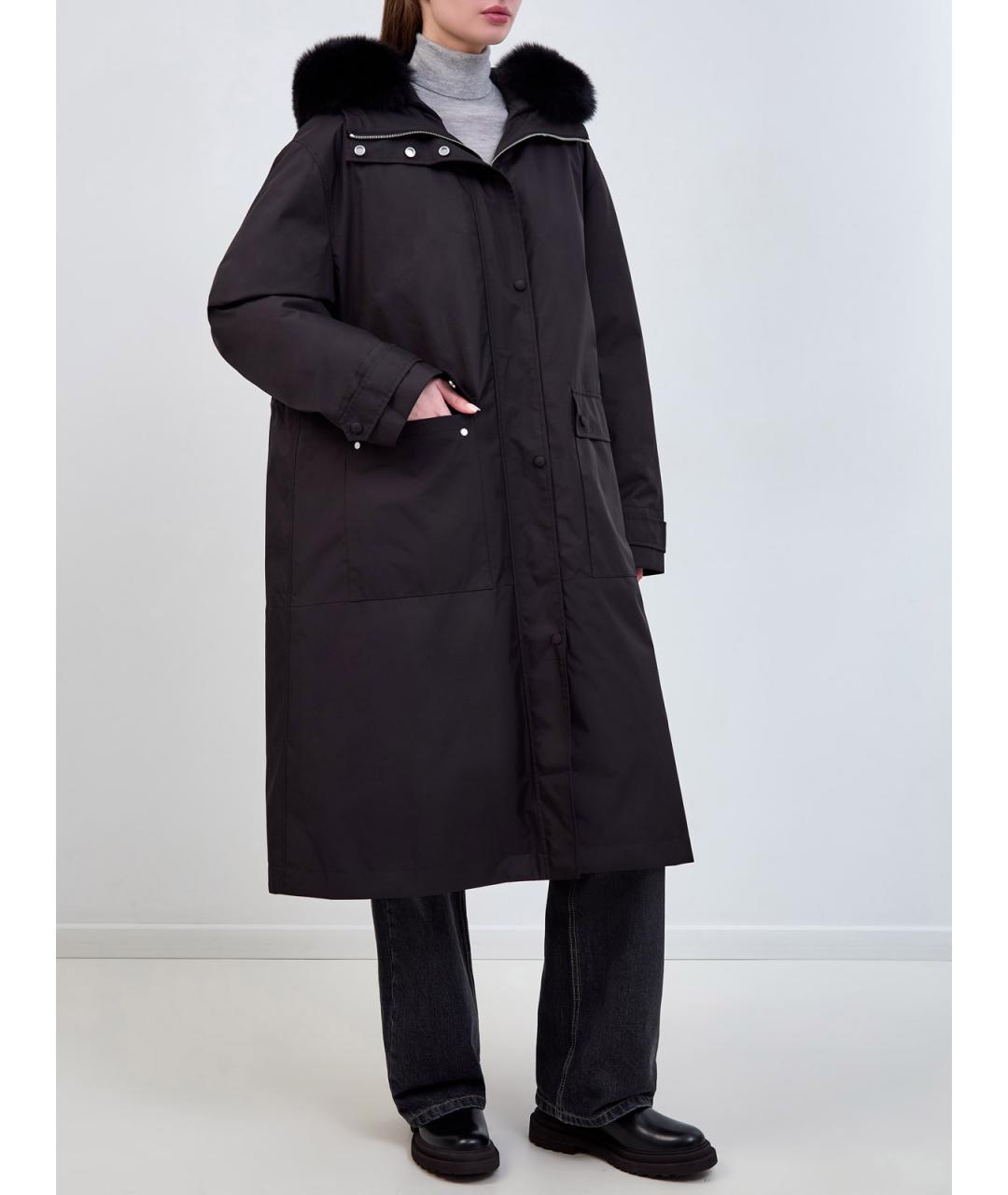 YVES SALOMON Черный полиэстеровый пуховик, фото 4