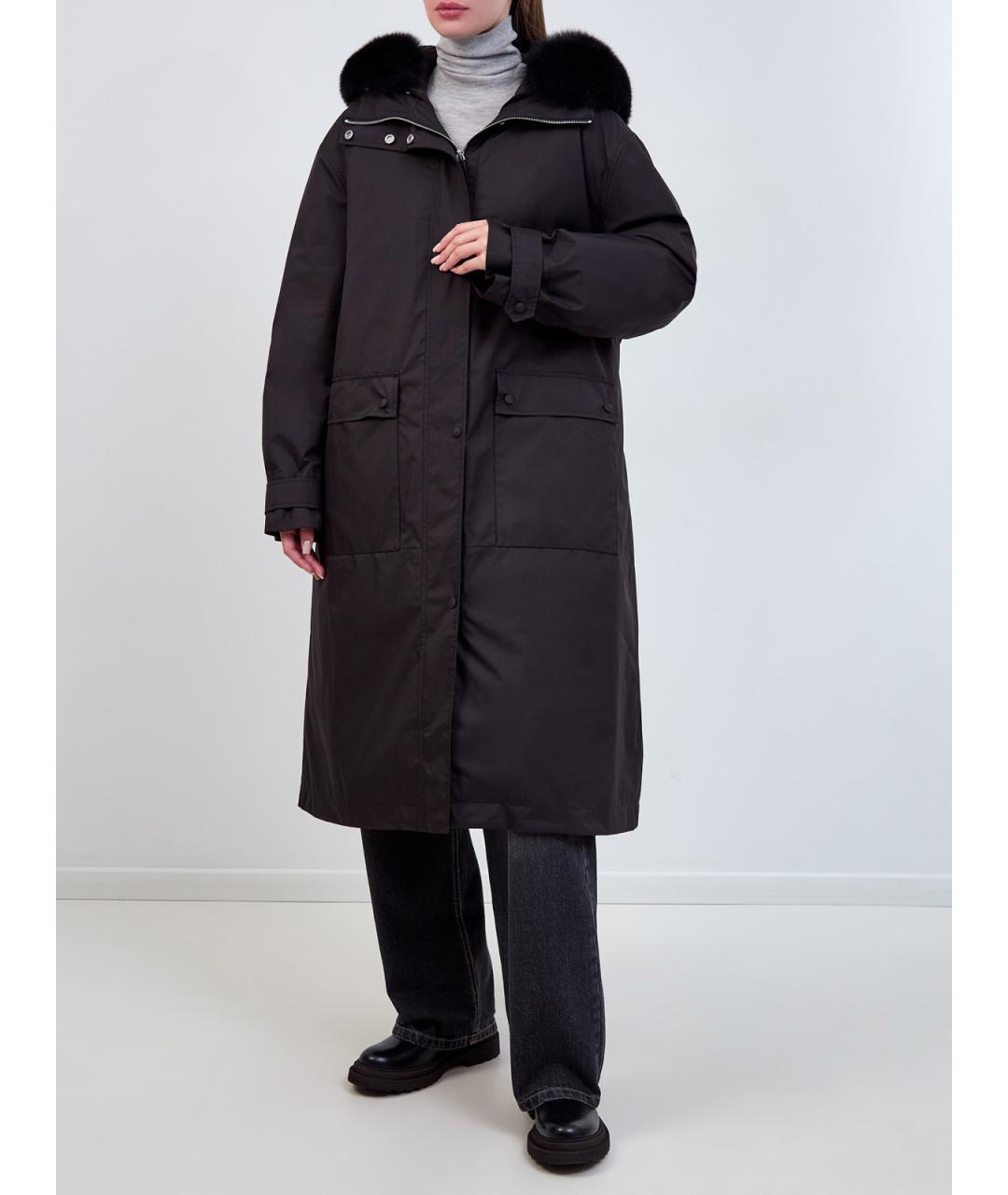 YVES SALOMON Черный полиэстеровый пуховик, фото 2