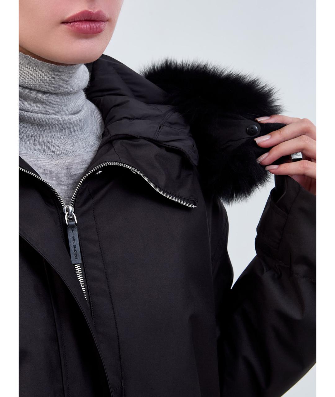 YVES SALOMON Черный полиэстеровый пуховик, фото 7