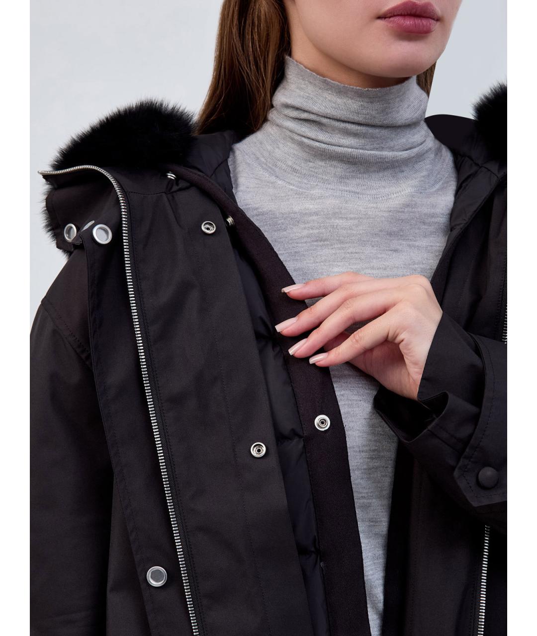 YVES SALOMON Черный полиэстеровый пуховик, фото 6