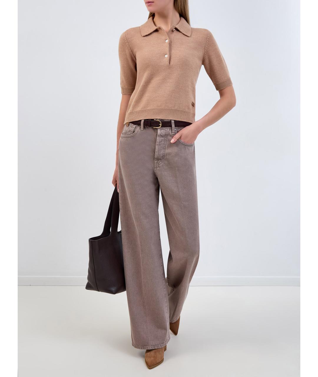 JACOB COHEN Коричневые хлопковые прямые джинсы, фото 2