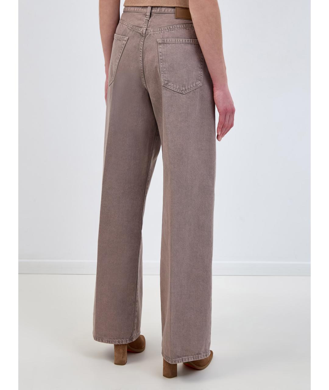 JACOB COHEN Коричневые хлопковые прямые джинсы, фото 4