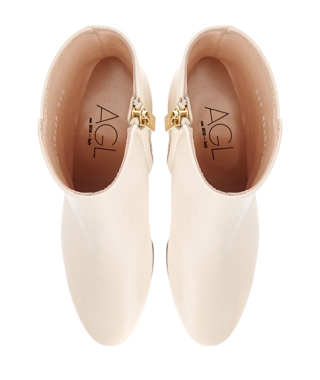 AGL Бежевые кожаные ботильоны, фото 4