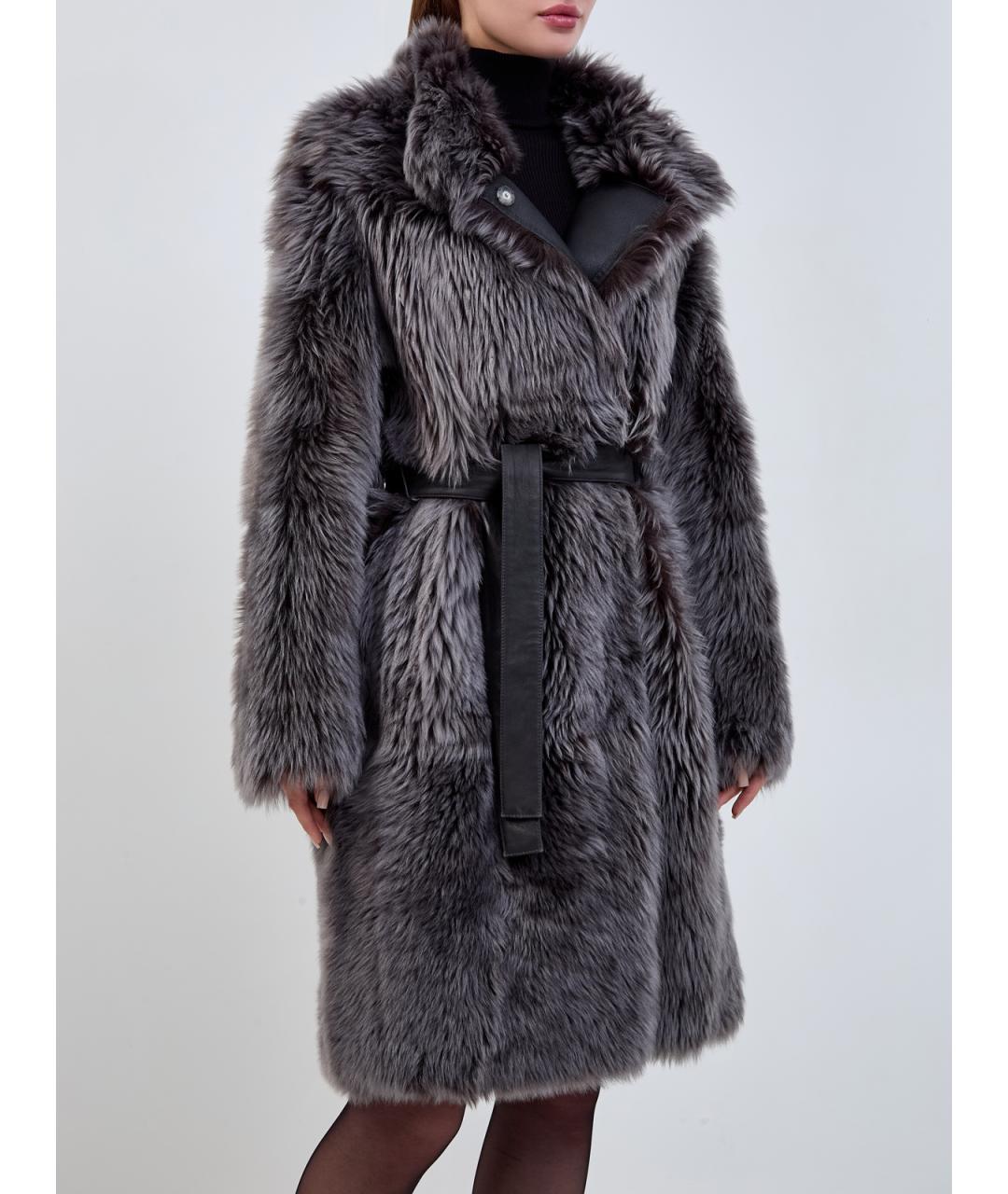 YVES SALOMON Антрацитовая меховая шуба, фото 4