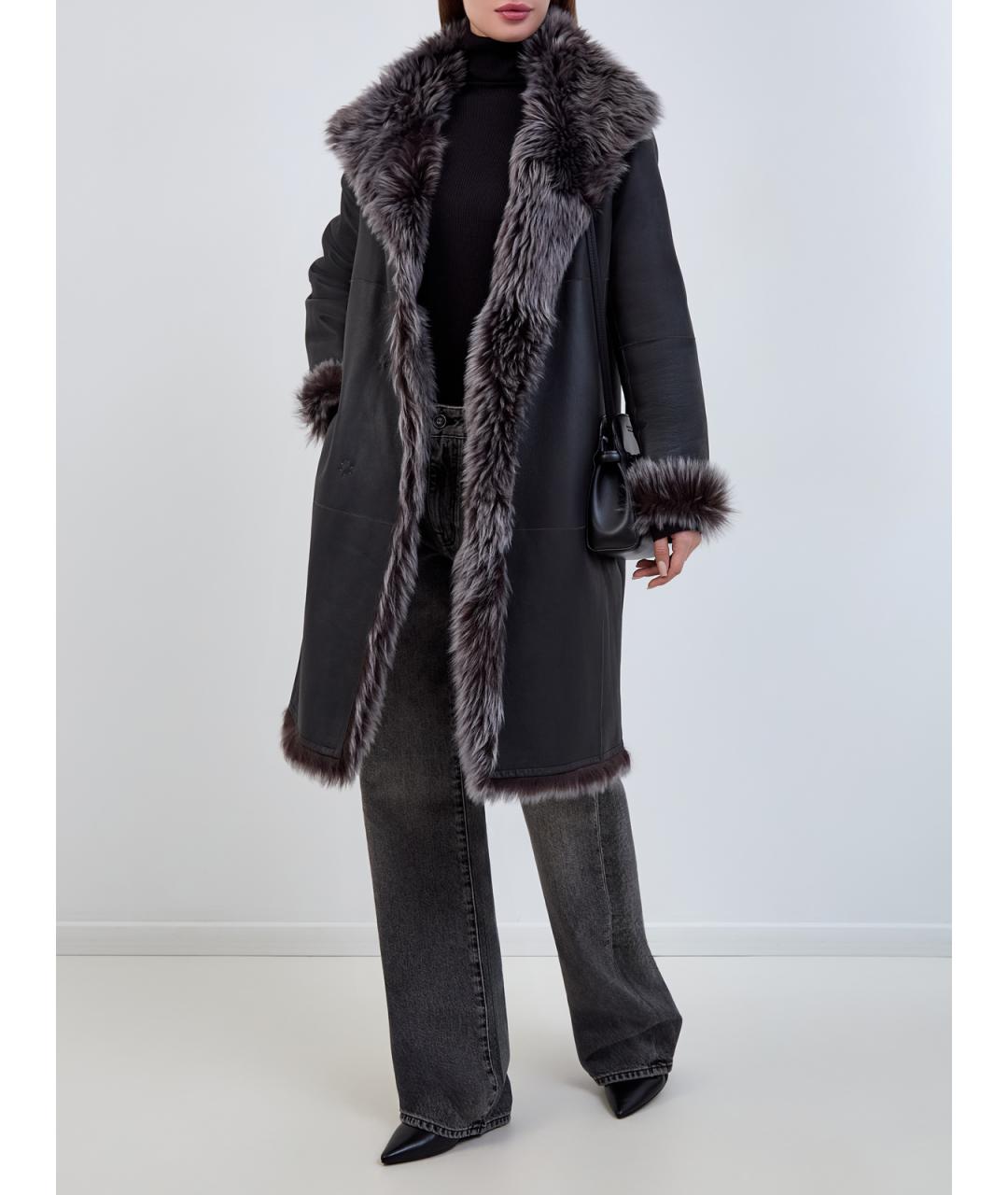 YVES SALOMON Антрацитовая меховая шуба, фото 3