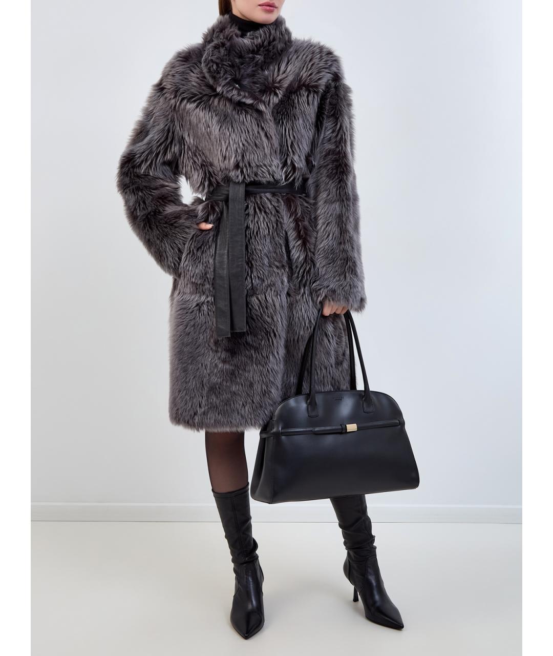 YVES SALOMON Антрацитовая меховая шуба, фото 2