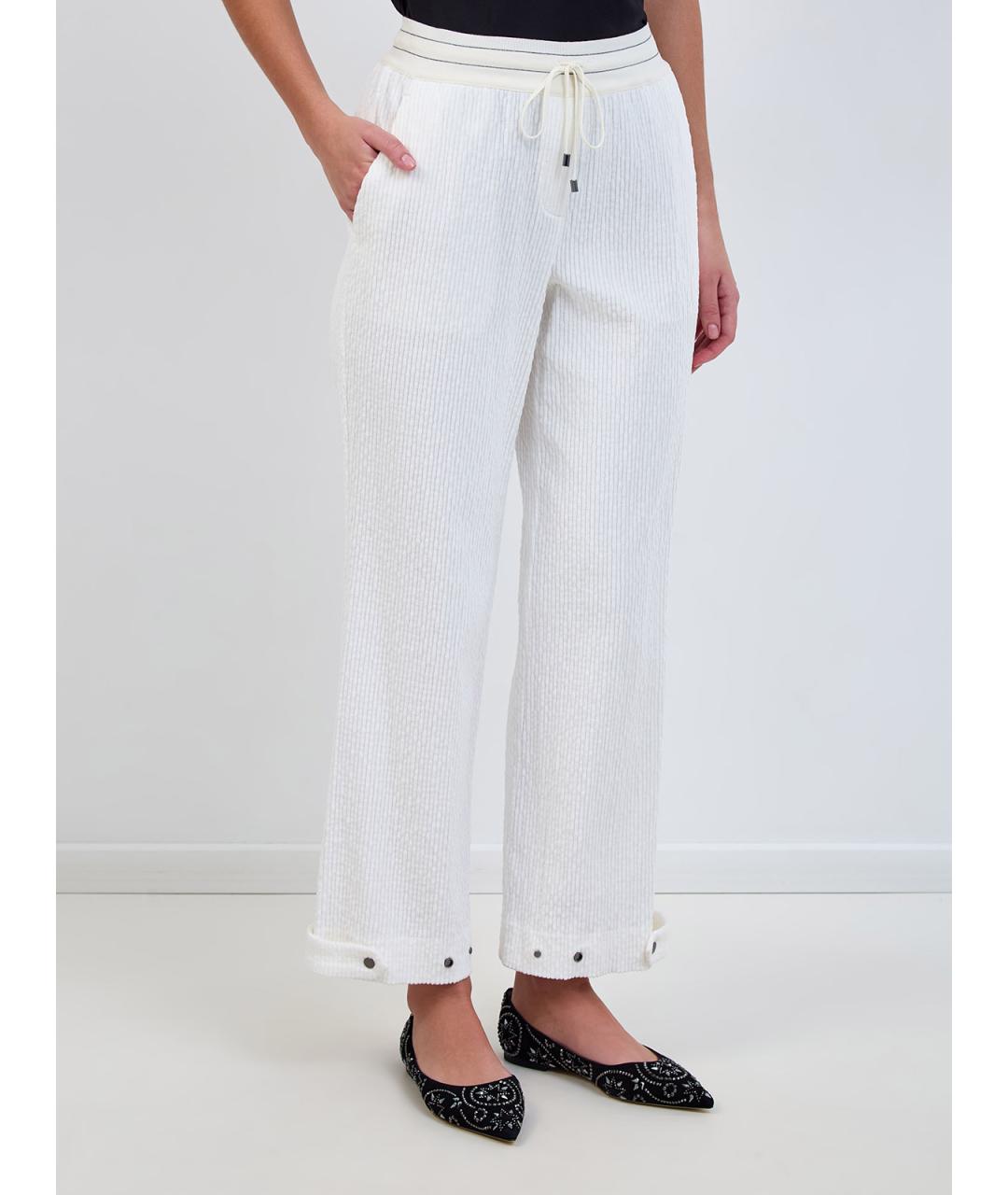 LORENA ANTONIAZZI Белые хлопковые прямые брюки, фото 3