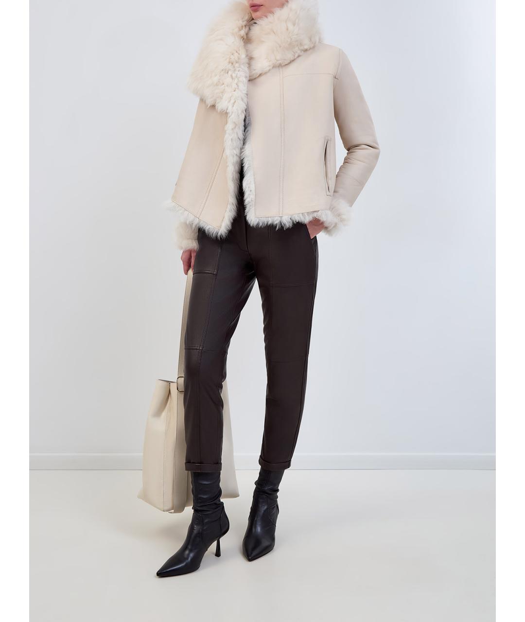 YVES SALOMON Белая меховая шуба, фото 3