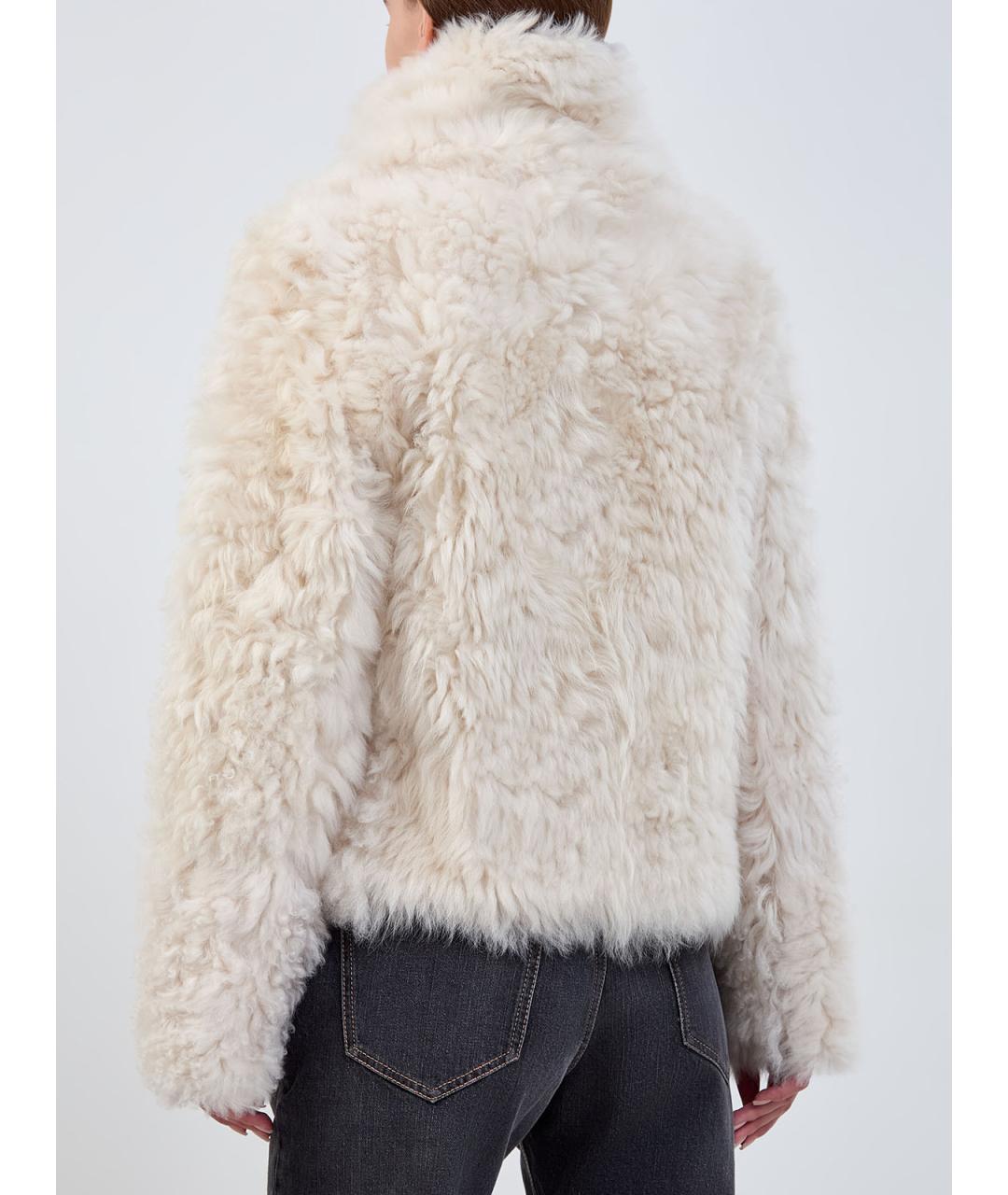 YVES SALOMON Белая меховая шуба, фото 5