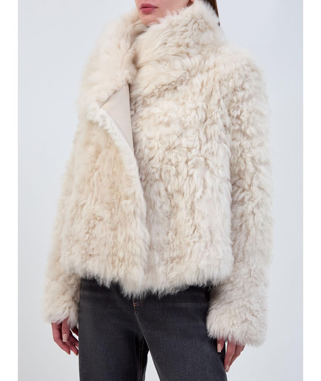 YVES SALOMON Белая меховая шуба, фото 4