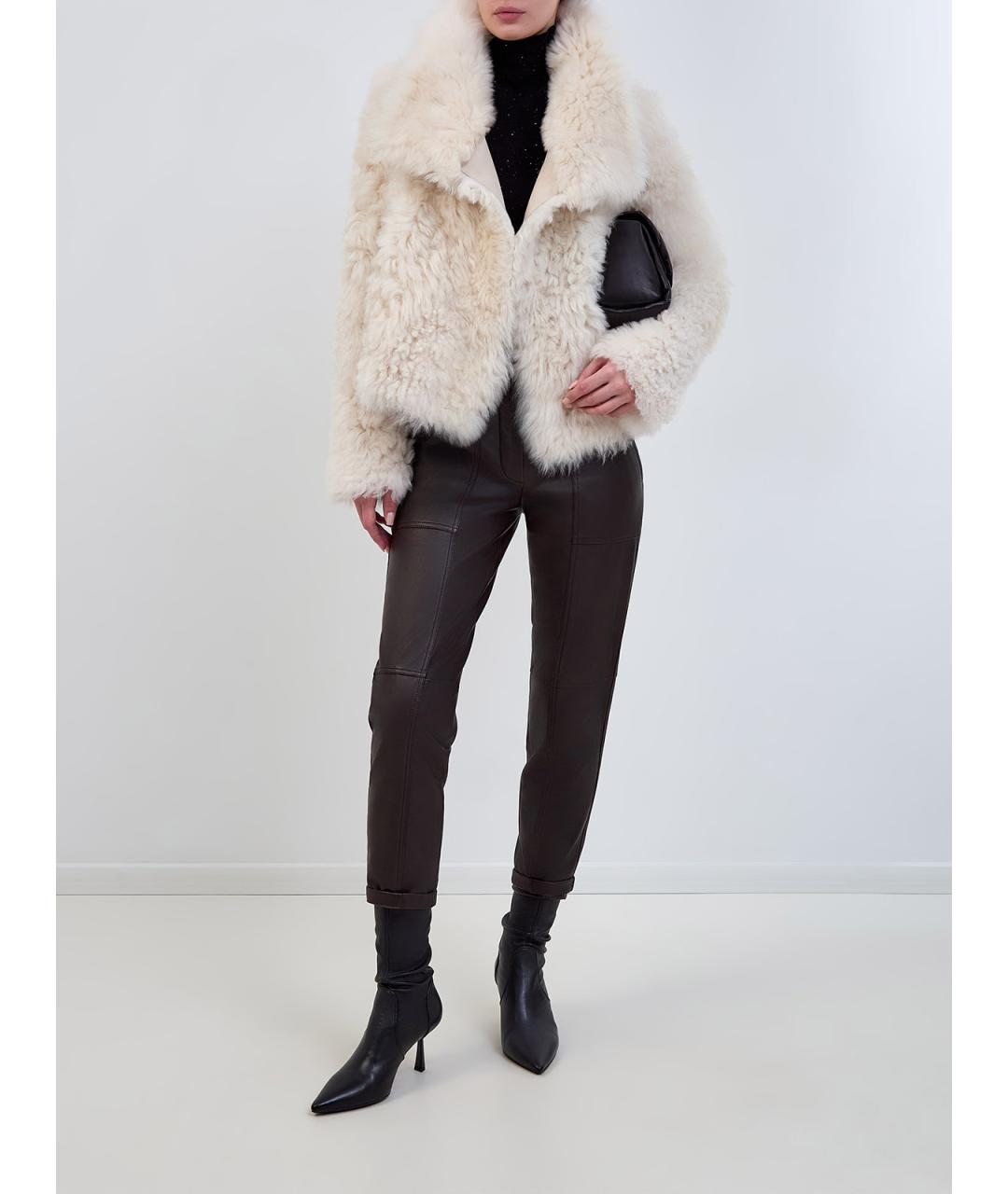 YVES SALOMON Белая меховая шуба, фото 2