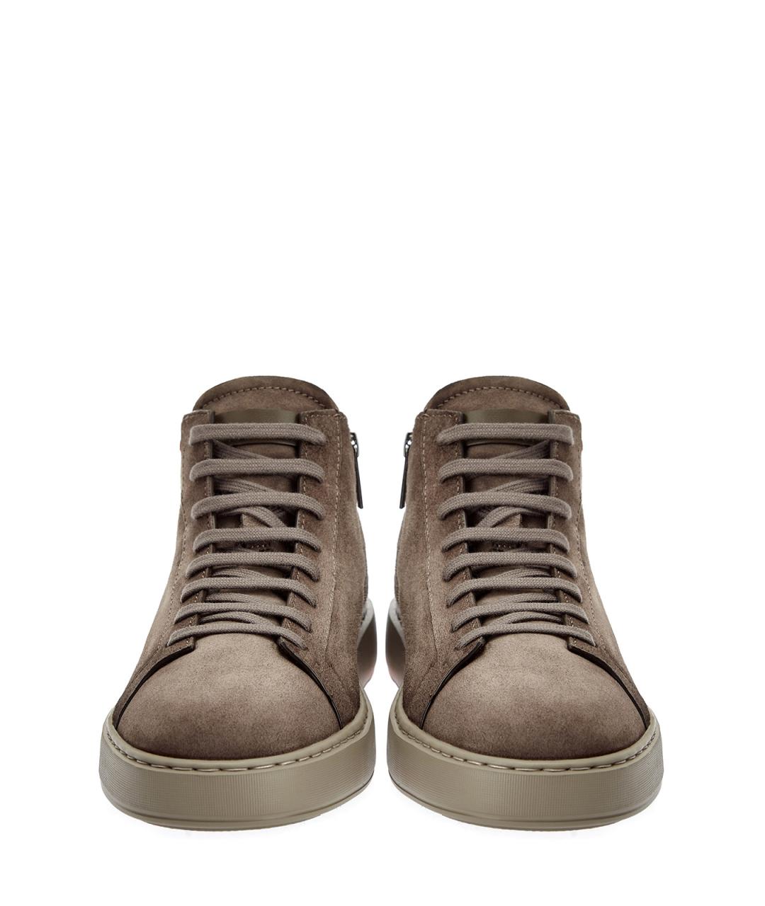 SANTONI Коричневые замшевые высокие кроссовки / кеды, фото 6